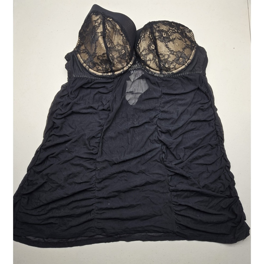 Cacique Women Bra 18/20 Black Negligee Underwired Lace Lightly Lined